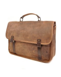 BARBAROSSA Ruvido - Große Kuriertasche in coffee